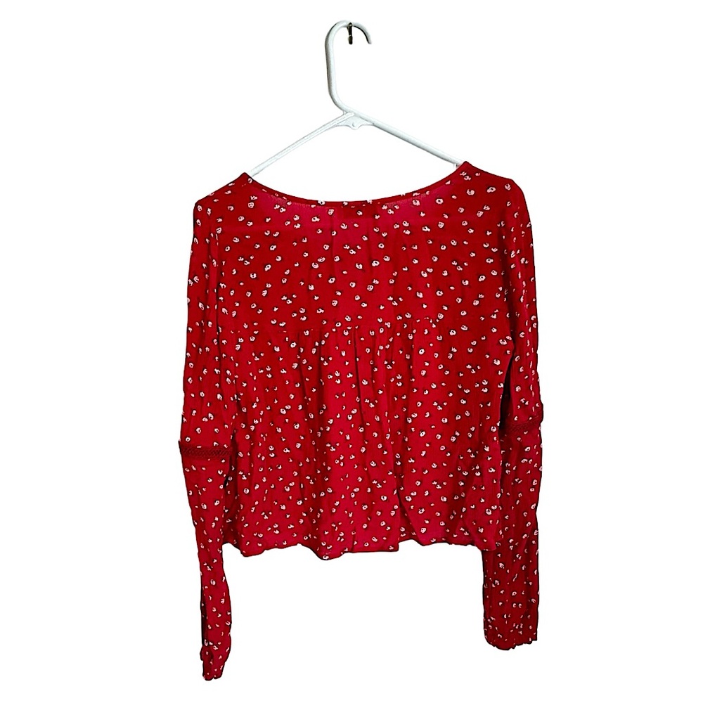 Hollister Womens Red Floral Long-Sleeve Size XS - Picture 2 of 6